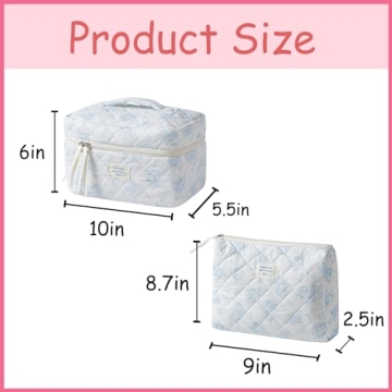 Stylish uekeboag Quilted Makeup Bag Set for Travel