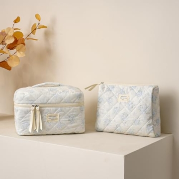 Stylish uekeboag Quilted Makeup Bag Set for Travel