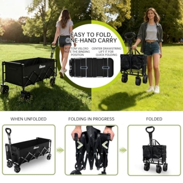 InBrave Extra Long Collapsible Wagon Cart for Outdoors