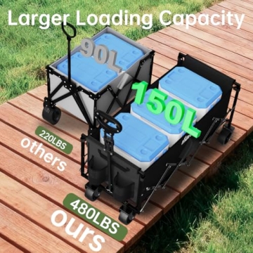 InBrave Extra Long Collapsible Wagon Cart for Outdoors