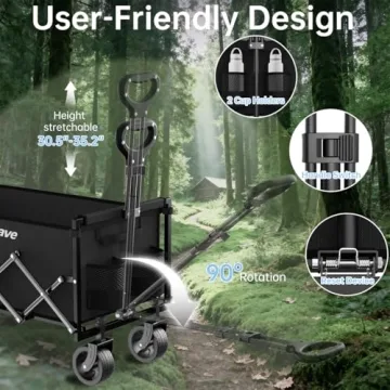 InBrave Extra Long Collapsible Wagon Cart for Outdoors