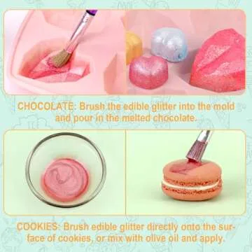 Edible Glitter, 3 Colors 100% Edible Glitter for Drinks, Cake Decorating Supplies, Cookie Decorating Supplies, Strawberries, Cookie, Cocktails, Chocolate, etc. Luster Dust Edible (5g per Bottle)