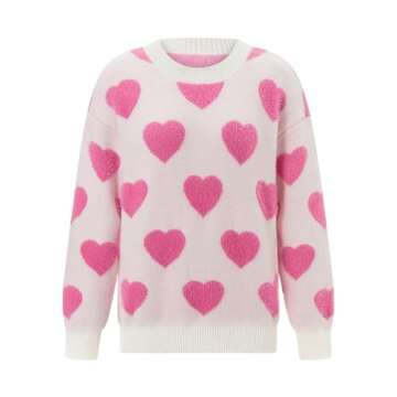 Mommy and Me Matching Outfits Valentine Heart Sweaters Long Sleeve Round Neck Pullovers Knit Tops (D...