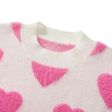 Mommy and Me Matching Outfits Valentine Heart Sweaters Long Sleeve Round Neck Pullovers Knit Tops (Daughter, Beige, 9-10 Years)