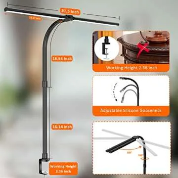 Ksunun Double Head LED Desk Lamp for Home Office