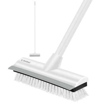 SetSail Floor Scrub Brush with Long Adjustable Handle Heavy-Duty Stiff Bristles Floor Scrubber 2-in-...