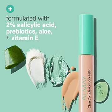 Almay Clear Complexion Acne & Blemish Spot Treatment Concealer Makeup with Salicylic Acid- Lightweight, Full Coverage, Hypoallergenic, Fragrance-Free, for Sensitive Skin, 300 Medium, 0.3 fl oz.