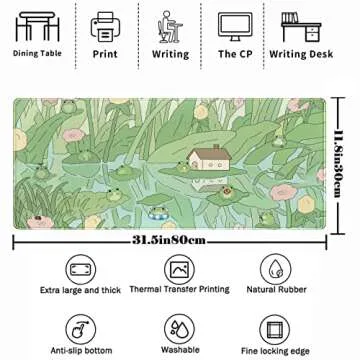 Cute Green Plant Floral Desk Mat Anime Frog Mouse Pad XL Kawaii Japanese Large PC Gaming Mousepads C...