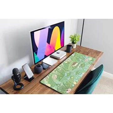 Cute Green Plant Floral Desk Mat Anime Frog Mouse Pad XL Kawaii Japanese Large PC Gaming Mousepads Computer Keyboard and Mouse Mat for Women Office Gamer Girl Desk Decor Desk Pad 31.5x11.8 in