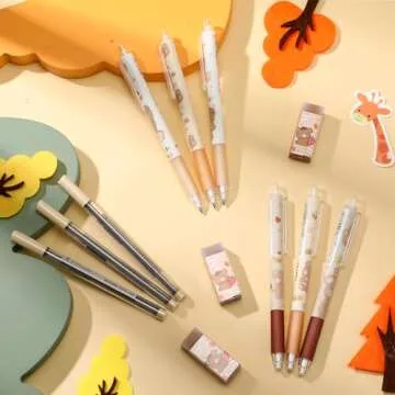 Sabary 15 Pieces Kawaii Mechanical Pencil Set Include Bear Mechanical Pencils with Tubes 0.5 mm Pen Refills Cute Erasers First Day of School Supplies Christmas Pen Gift for Kids Student