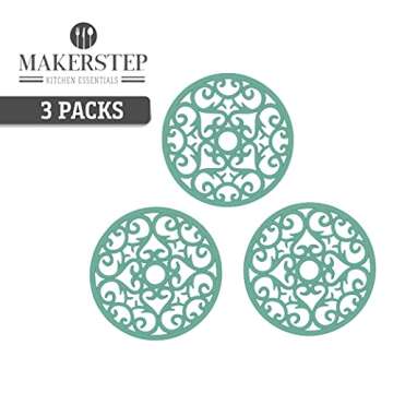 Makerstep Silicone Trivet Mat 3 Set in Heart Design Trivets. Hot Pan Holder Hot Pads for Countertop ...