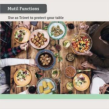 Makerstep Silicone Trivet Mat 3 Set in Heart Design Trivets. Hot Pan Holder Hot Pads for Countertop & Table. Non Slip, Serving Dishes Plates. Dishwasher Safe, Heat Resistant Kitchen Gadgets, Mint