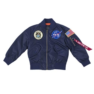 OYSTERBOY NASA MA-1 Flight Jacket Military Coat for Kids Boys 4T, Replica Blue