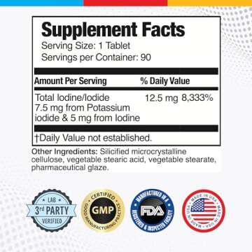 Brain Basics Ultra Iodine Complex Supplement for Thyroid Support, Iodine and Potassium Iodide in One...