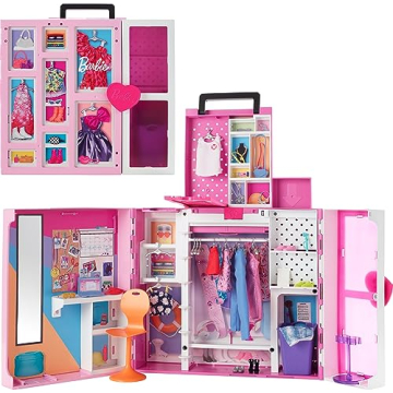 Barbie Dream Closet Playset with 35+ Doll Clothes & Accessories, Includes 5 Complete Looks, Pop-Up S...