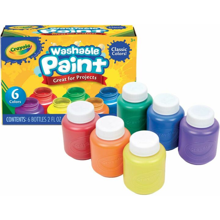Washable Tempera Paint Set - 6 Colors, 8oz Non-Toxic