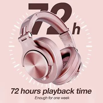OneOdio A70 Bluetooth Over Ear Headphones, Wireless Headphones w/ 72H Playtime, Hi-Res, 3.5mm/6.35mm Wired Audio Jack for Studio Monitor & Mixing DJ Guitar AMP, Computer Laptop PC Tablet - Rose Gold