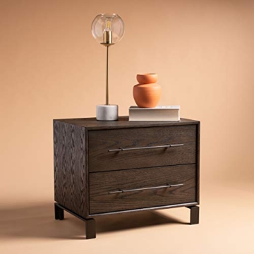 Safavieh Couture Home Simmons Modern Dark Walnut Wood 2-Drawer Nightstand