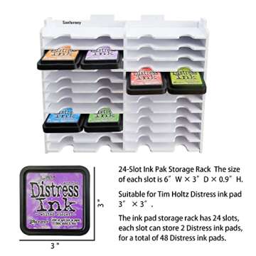 Sanfurney 24 Slots Ink Pad Holder and Stamp Pad Storage Organizer for Distress Ink Pads Diamond Pain...