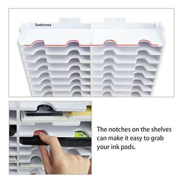 Sanfurney 24 Slots Ink Pad Holder and Stamp Pad Storage Organizer for Distress Ink Pads Diamond Painting Tray Rack for Crafts Supply, Stackable Wall Mount