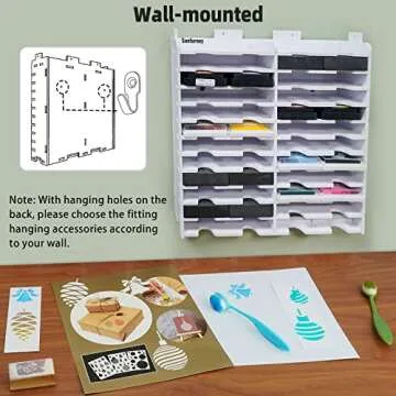 Sanfurney 24 Slots Ink Pad Holder and Stamp Pad Storage Organizer for Distress Ink Pads Diamond Painting Tray Rack for Crafts Supply, Stackable Wall Mount