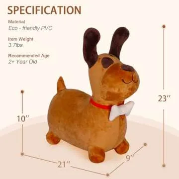 INPANY Bouncy Brown Dog Hopper Toy 2 Year Old Boy, Toddler Plush Bouncing Horse Hopper, Ride on Animal Bouncer, Inflatable Riding Cool Birthday Gifts 3 4 Yr Girls
