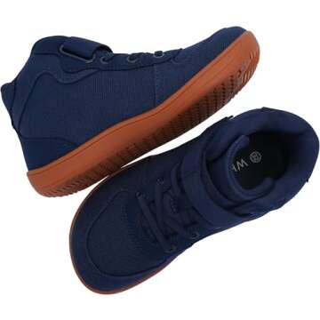 WHITIN Little Boys Girls Wide Barefoot Walking Shoes Big Kids High Top Width Minimalist Zero Drop Sn...