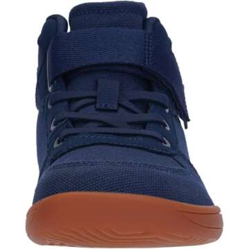 WHITIN Little Boys Girls Wide Barefoot Walking Shoes Big Kids High Top Width Minimalist Zero Drop Sneaker Size 10.5 Sports Running Basketball Gym Lightweight Blue/Gum 28