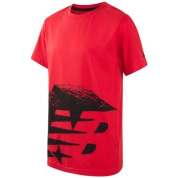 New Balance Boys' Active T-Shirts - 4 Pack Athletic Performance Dry Fit Sports Tees (4-20), Size 18-20, Red/Indigo
