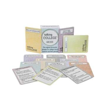 Talking College English Edition Conversation Card Deck - Educational, Health & Safety Cards w/Multiple Dialogue Prompts for Academics, Self Care, Relationships and Family Expectations - 110 Cards