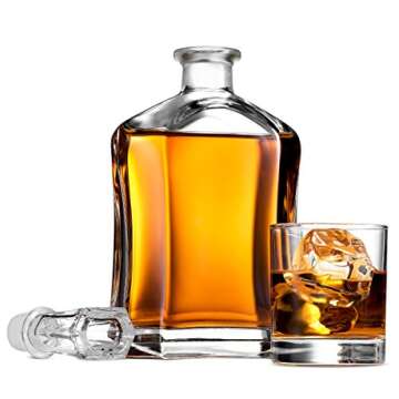 Paksh Capitol Glass Decanter with Airtight Geometric Stopper - Whiskey Decanter for Wine, Bourbon, B...