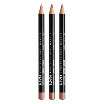 NYX PROFESSIONAL MAKEUP Slim Lip Liner Set, Long-Lasting Creamy Lip Liner Pack Of 3 (Peakaboo Neutra...