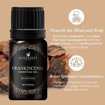 Frankincense Essential Oil - 0.33 Fl Oz - 100% Pure and Natural - Premium Grade Essential Oil for Diffuser and Aromatherapy