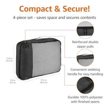Amazon Basics 4-Piece Lightweight Packing Cubes for Travel