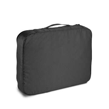 Amazon Basics Lightweight Packing Cubes for Travel, 4 Piece Set With Double Zipper Pulls and Mesh Top Panel, 100% Durable Polyester, Large, Black