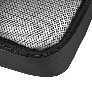 Amazon Basics Lightweight Packing Cubes for Travel, 4 Piece Set With Double Zipper Pulls and Mesh Top Panel, 100% Durable Polyester, Large, Black