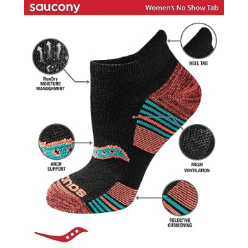 Saucony Women's RunDry Performance Socks in Assorted Darks