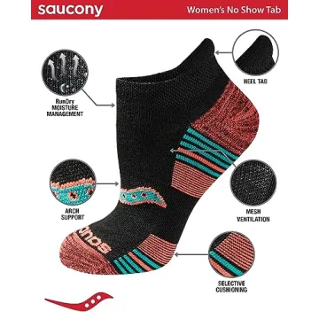 Saucony Women's RunDry Performance Socks in Assorted Darks