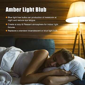 Neporal Amber Light Bulbs 4PK, 9W 60 Watt Equivalent, Blue Blocking Light Bulbs 1800K, Soft Warm Sleep Light Bulbs A19, Amber Night Light Bulb E26 for Bedroom and Baby Nursery Light