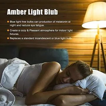 Neporal Amber Light Bulbs 4PK, 9W 60 Watt Equivalent, Blue Blocking Light Bulbs 1800K, Soft Warm Sleep Light Bulbs A19, Amber Night Light Bulb E26 for Bedroom and Baby Nursery Light