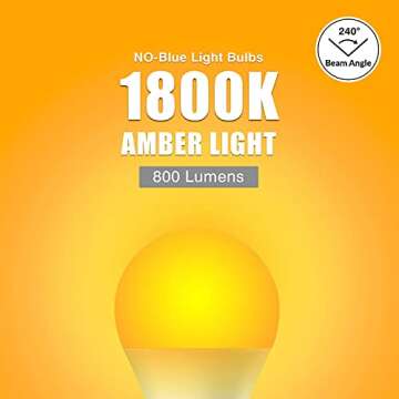 Neporal Amber Light Bulbs 4PK, 9W 60 Watt Equivalent, Blue Blocking Light Bulbs 1800K, Soft Warm Sleep Light Bulbs A19, Amber Night Light Bulb E26 for Bedroom and Baby Nursery Light