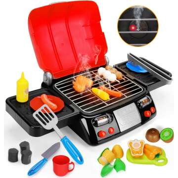 Kids BBQ Play Food Grill Set with Lights & Sounds