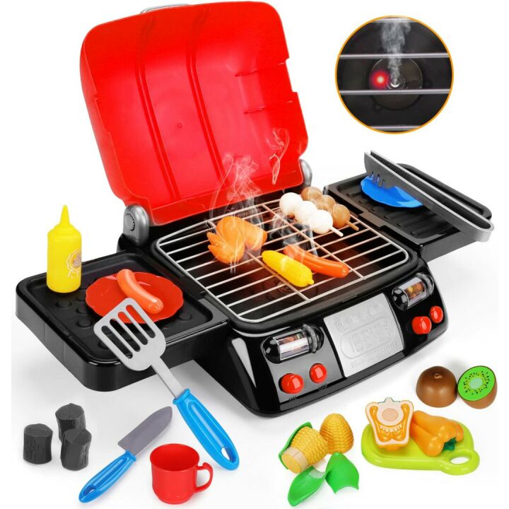 Kids BBQ Play Food Grill Set with Lights & Sounds