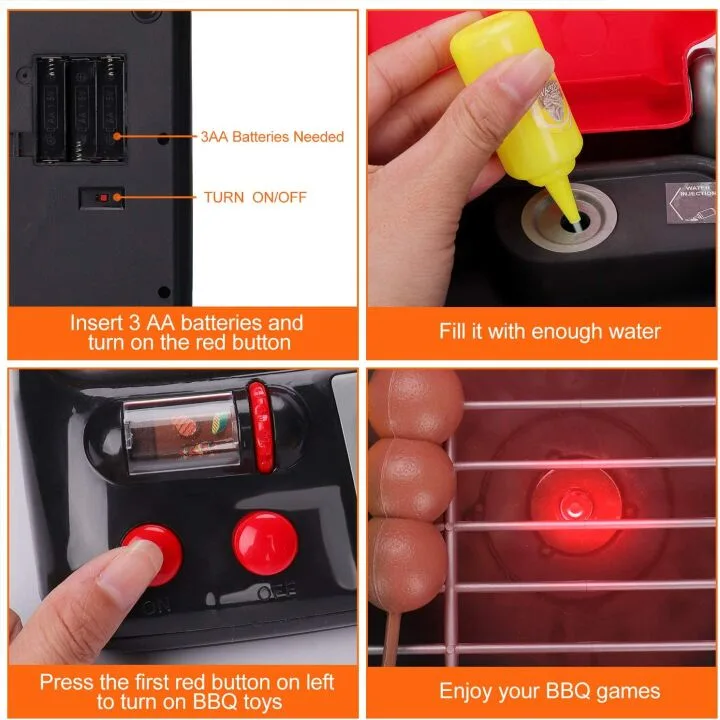 Kids BBQ Play Food Grill Set with Lights & Sounds