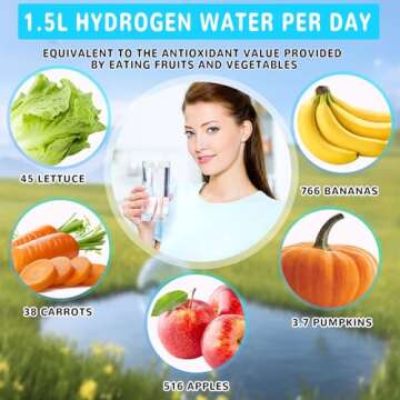 Hydrogen Water Bottle, Hydrogen Water Bottle Generator, Improve Water Quality in 3 Minutes, Hydrogen Water Ionizer Glass Health Cup for Home Travel