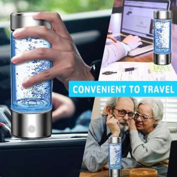 Hydrogen Water Bottle, Hydrogen Water Bottle Generator, Improve Water Quality in 3 Minutes, Hydrogen Water Ionizer Glass Health Cup for Home Travel