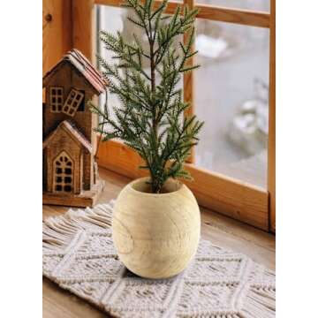 Serene Spaces Living Teak Essence Vase - Handcrafted Natural Wood Vase, Perfect for Artificial, Dried, and Fresh Flowers, Unique Rustic Decor Piece for Home or Office, Gift Idea (Small - Pack of 1)