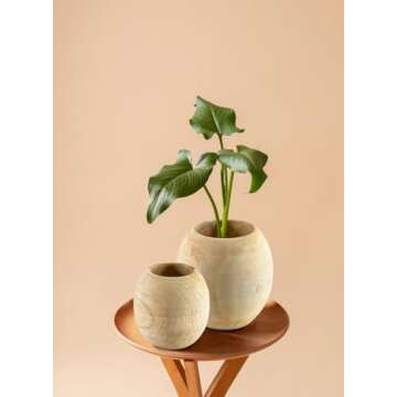 Serene Spaces Living Teak Essence Vase - Handcrafted Natural Wood Vase, Perfect for Artificial, Dried, and Fresh Flowers, Unique Rustic Decor Piece for Home or Office, Gift Idea (Small - Pack of 1)