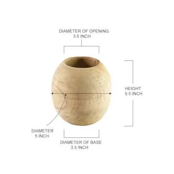 Serene Spaces Teak Essence Vase for Dried Flowers