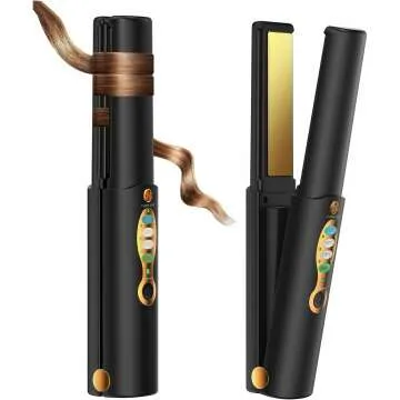 Portable 2-in-1 Hair Straightener & Curler - Travel Ready!